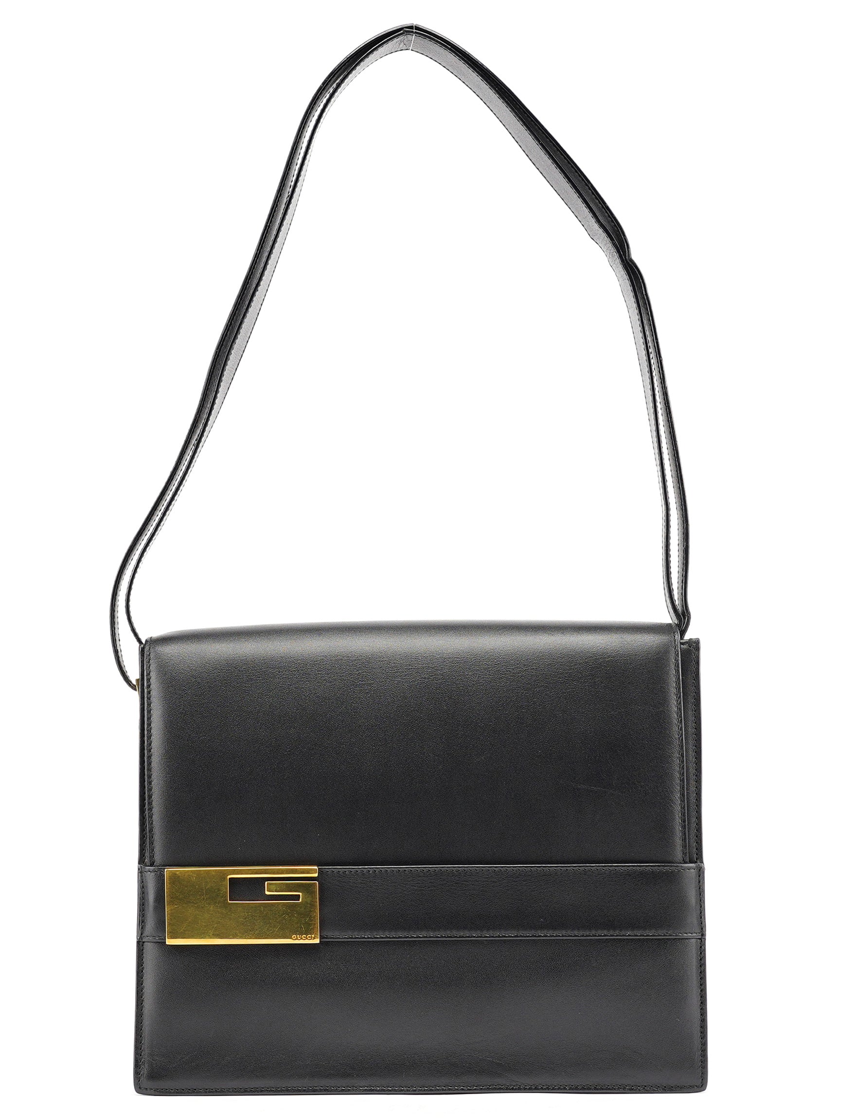 Black Calfskin Square G Shoulder Bag