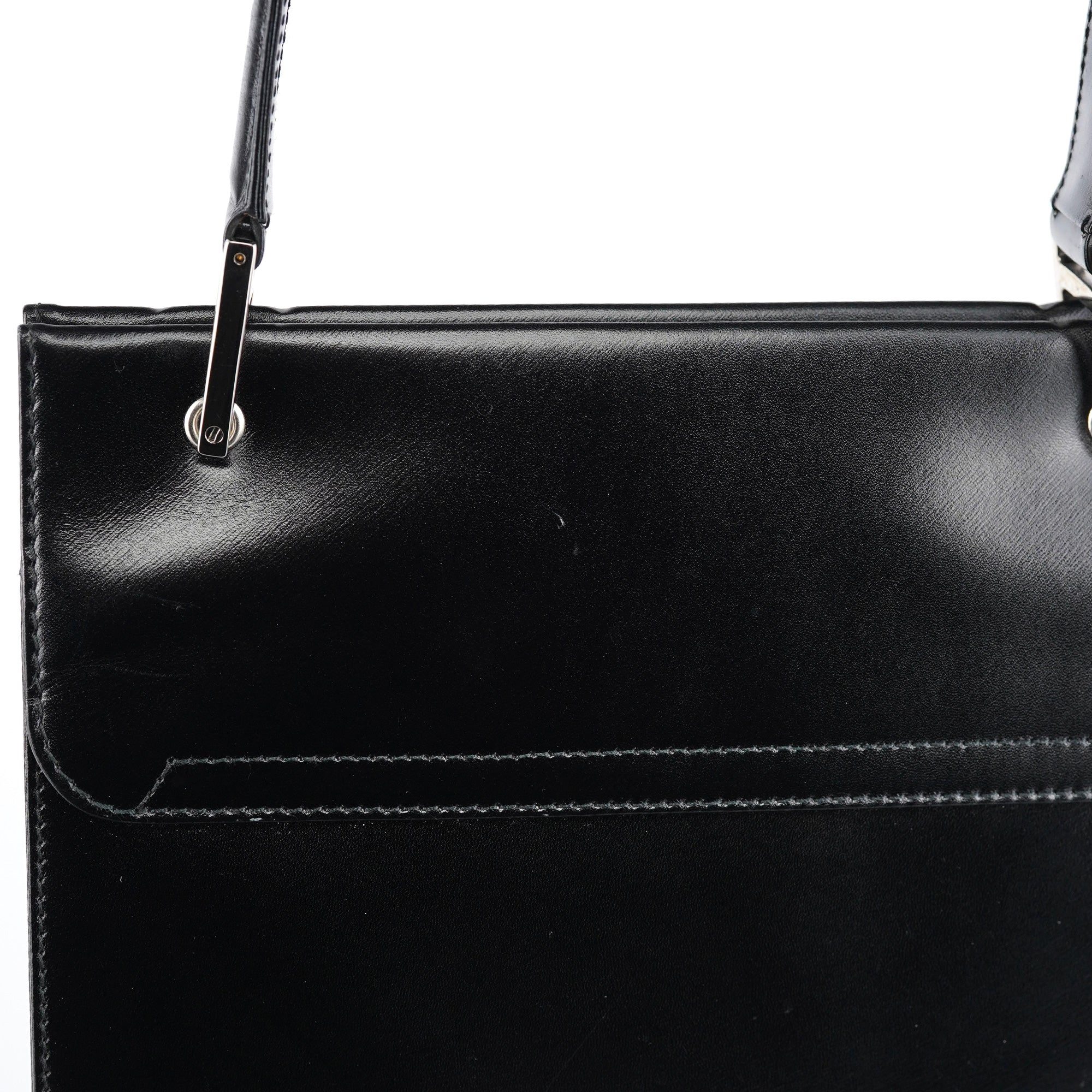 Black Calfskin Square G Shoulder Bag