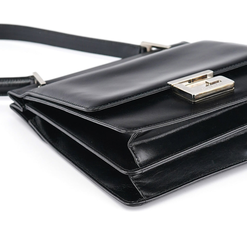 Black Calfskin Square G Shoulder Bag