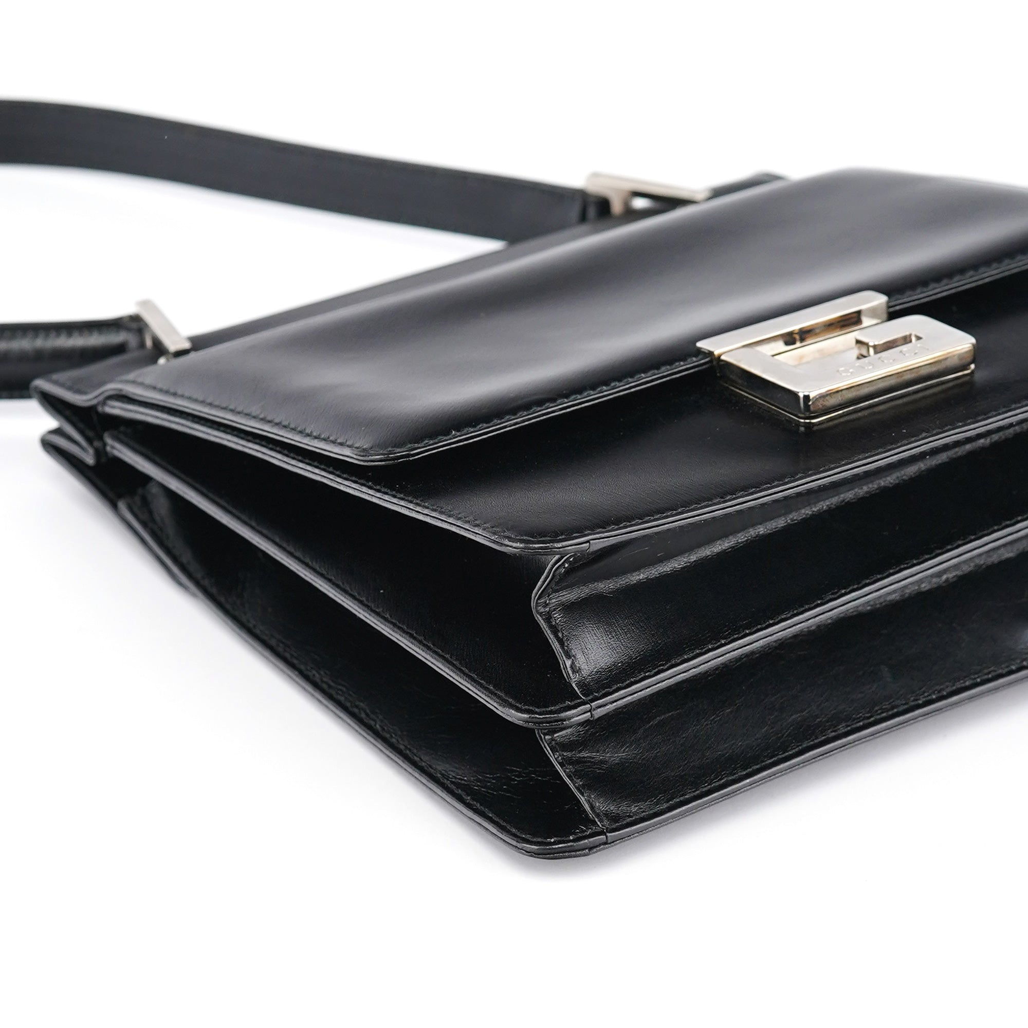 Black Calfskin Square G Shoulder Bag