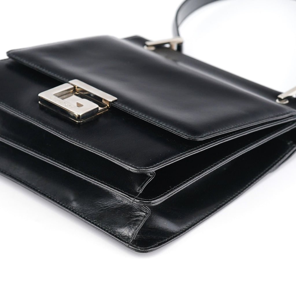 Black Calfskin Square G Shoulder Bag