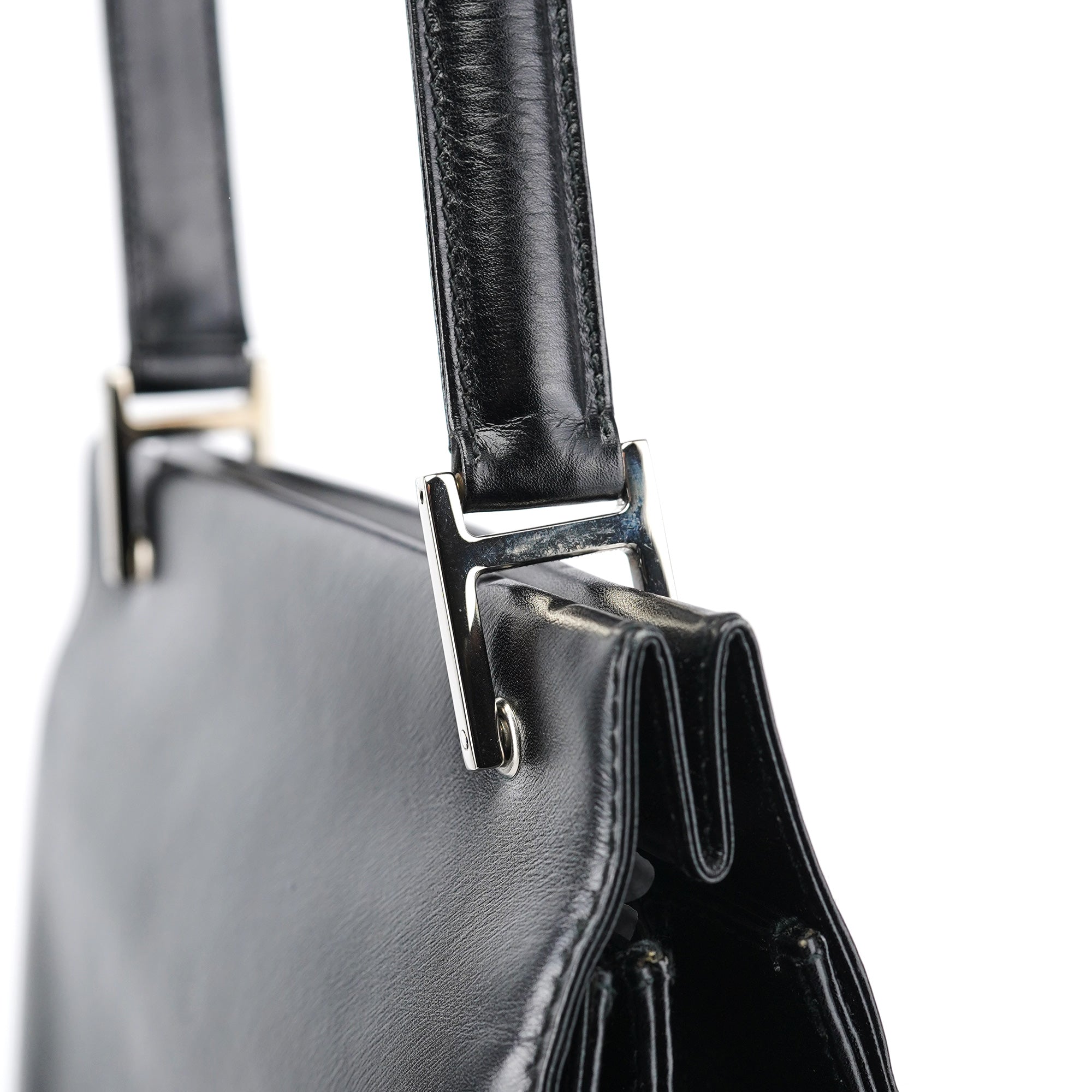 Black Calfskin Square G Shoulder Bag
