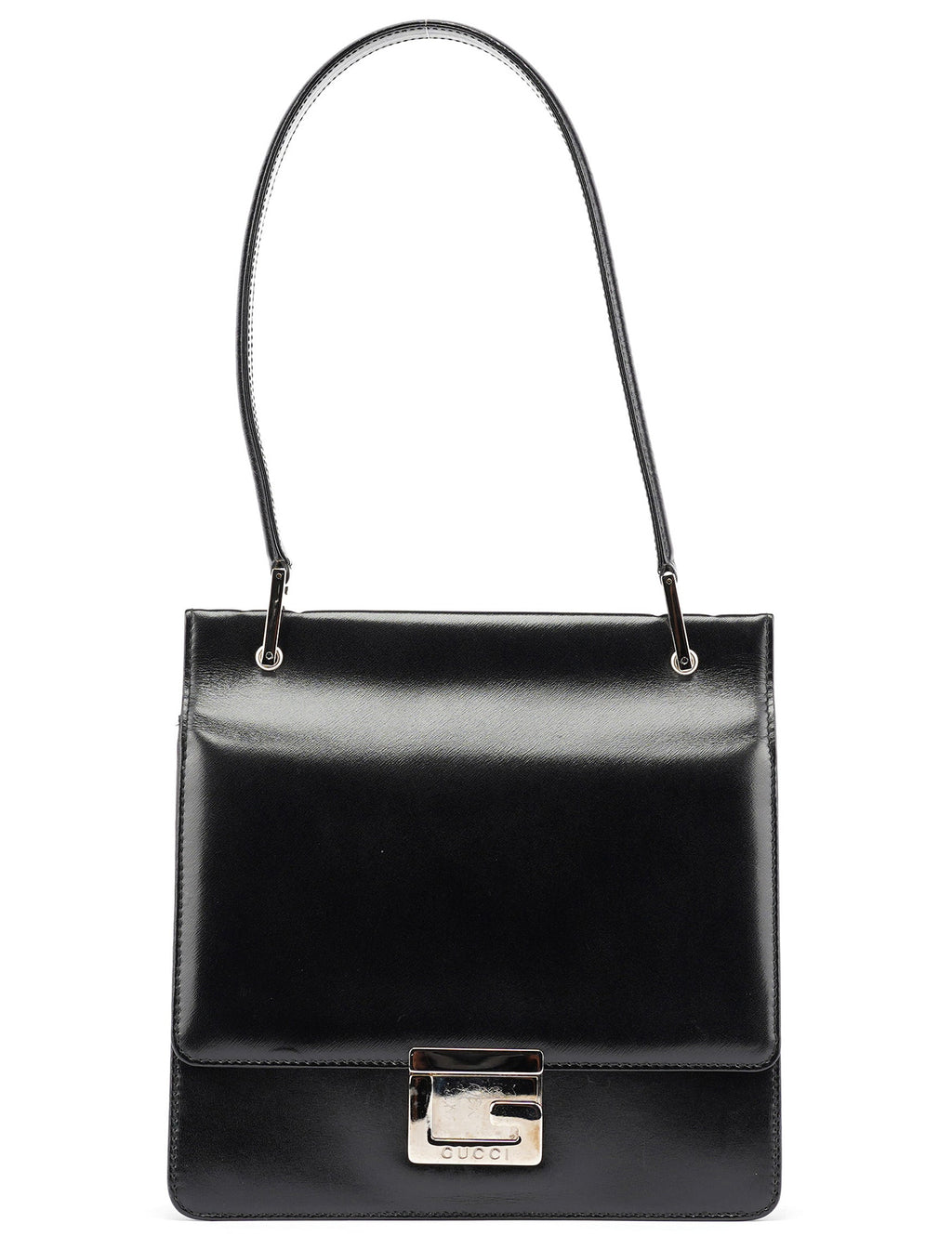 Black Calfskin Square G Shoulder Bag