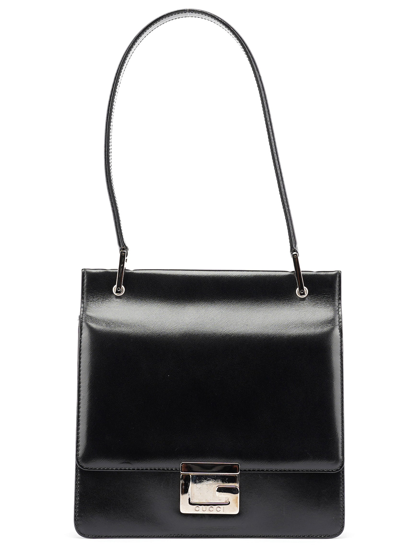 Black Calfskin Square G Shoulder Bag