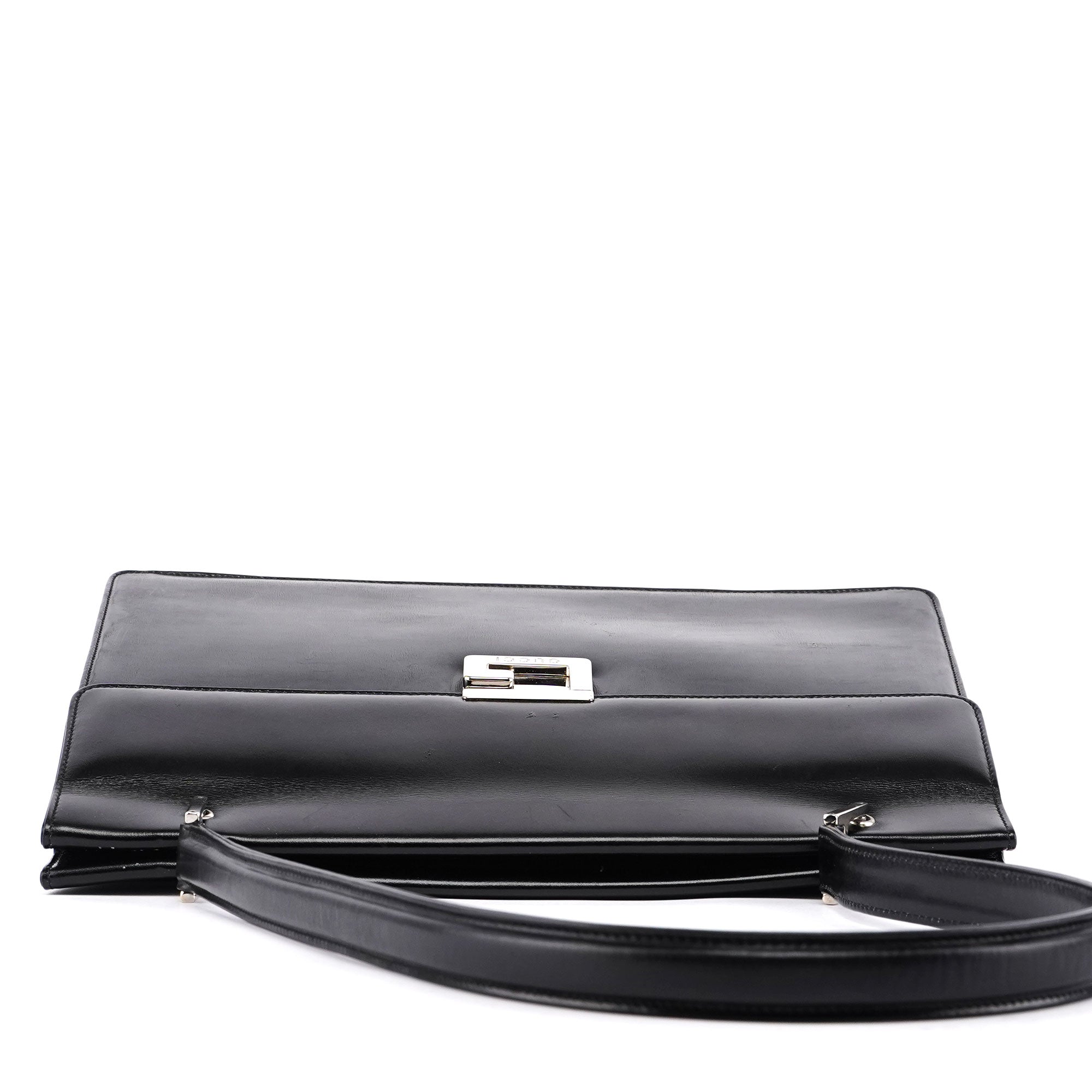 Black Calfskin Square G Shoulder Bag