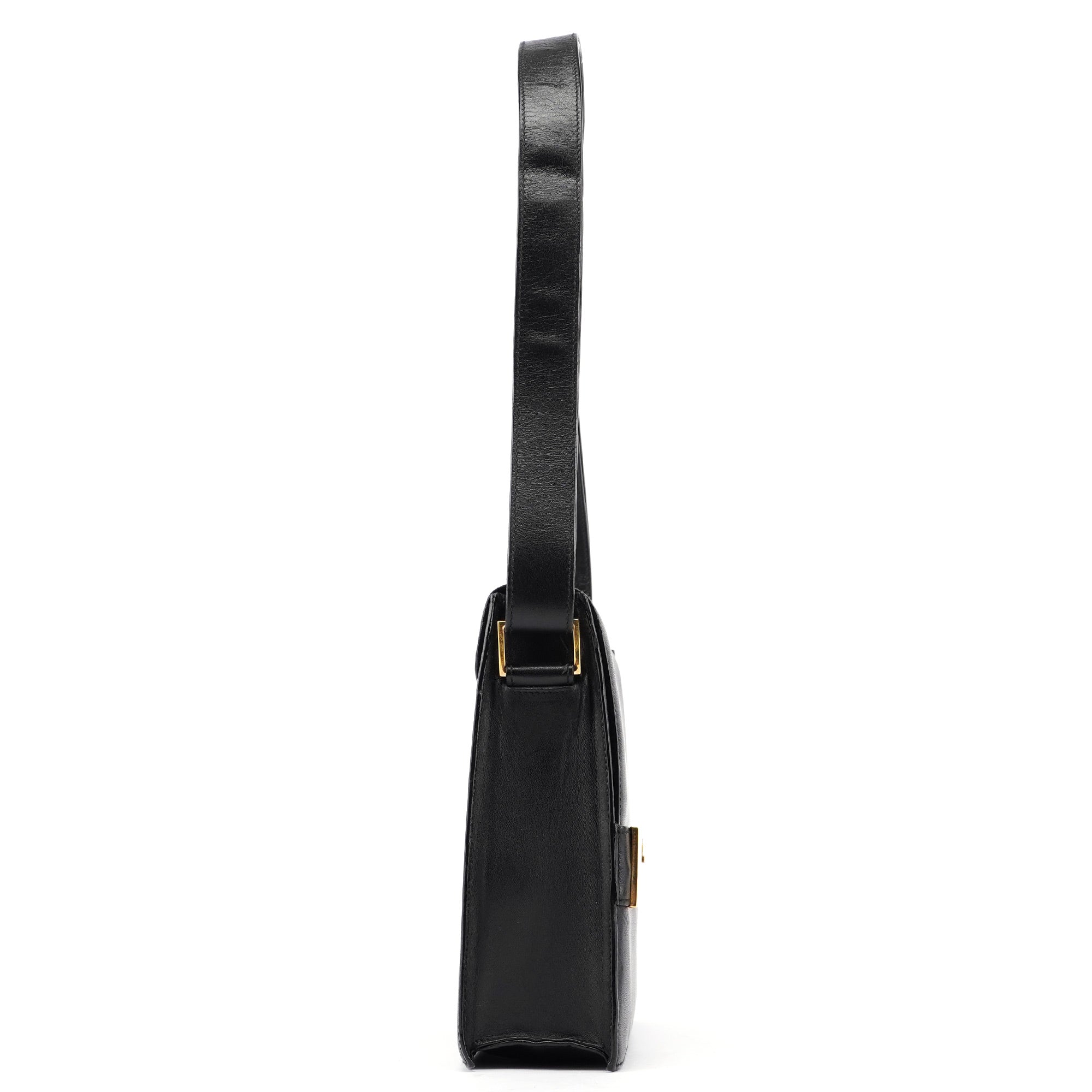 Black Calfskin Square G Shoulder Bag
