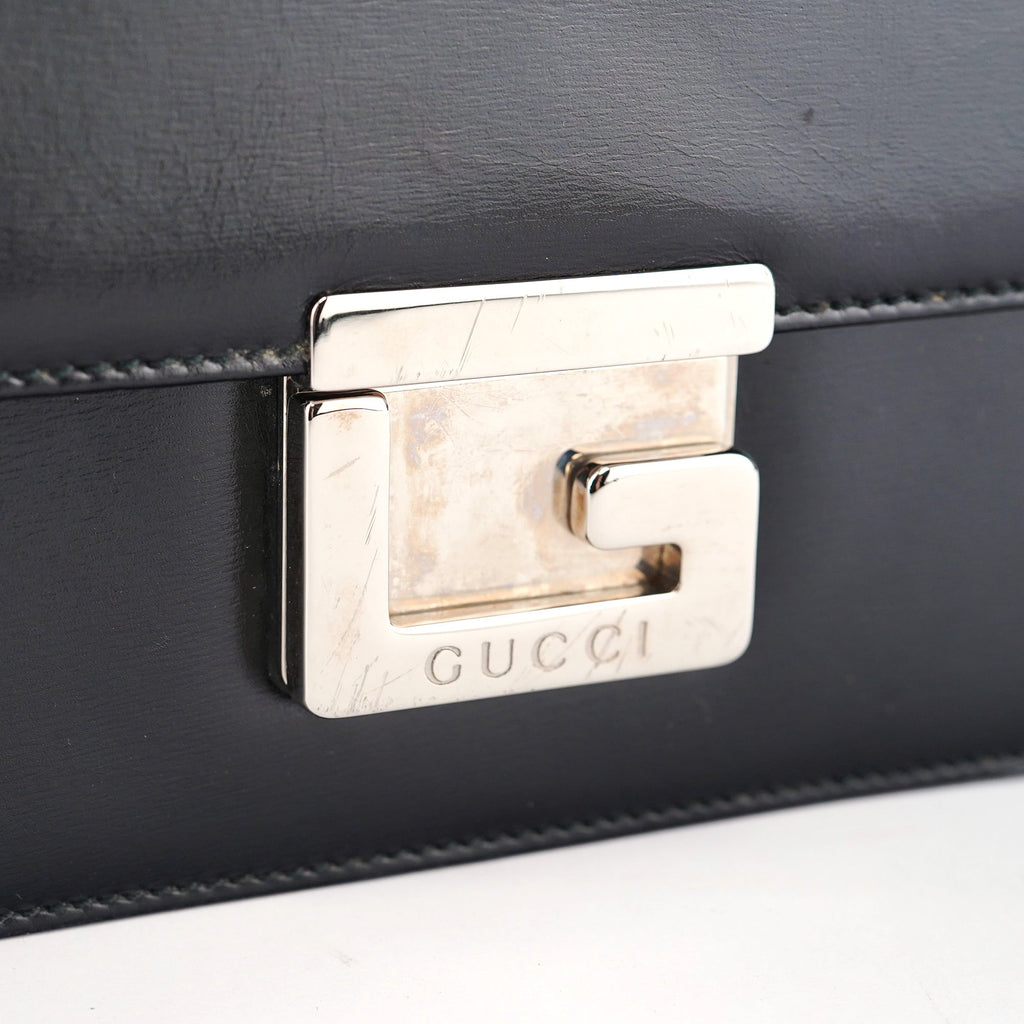 Black Calfskin Square G Shoulder Bag