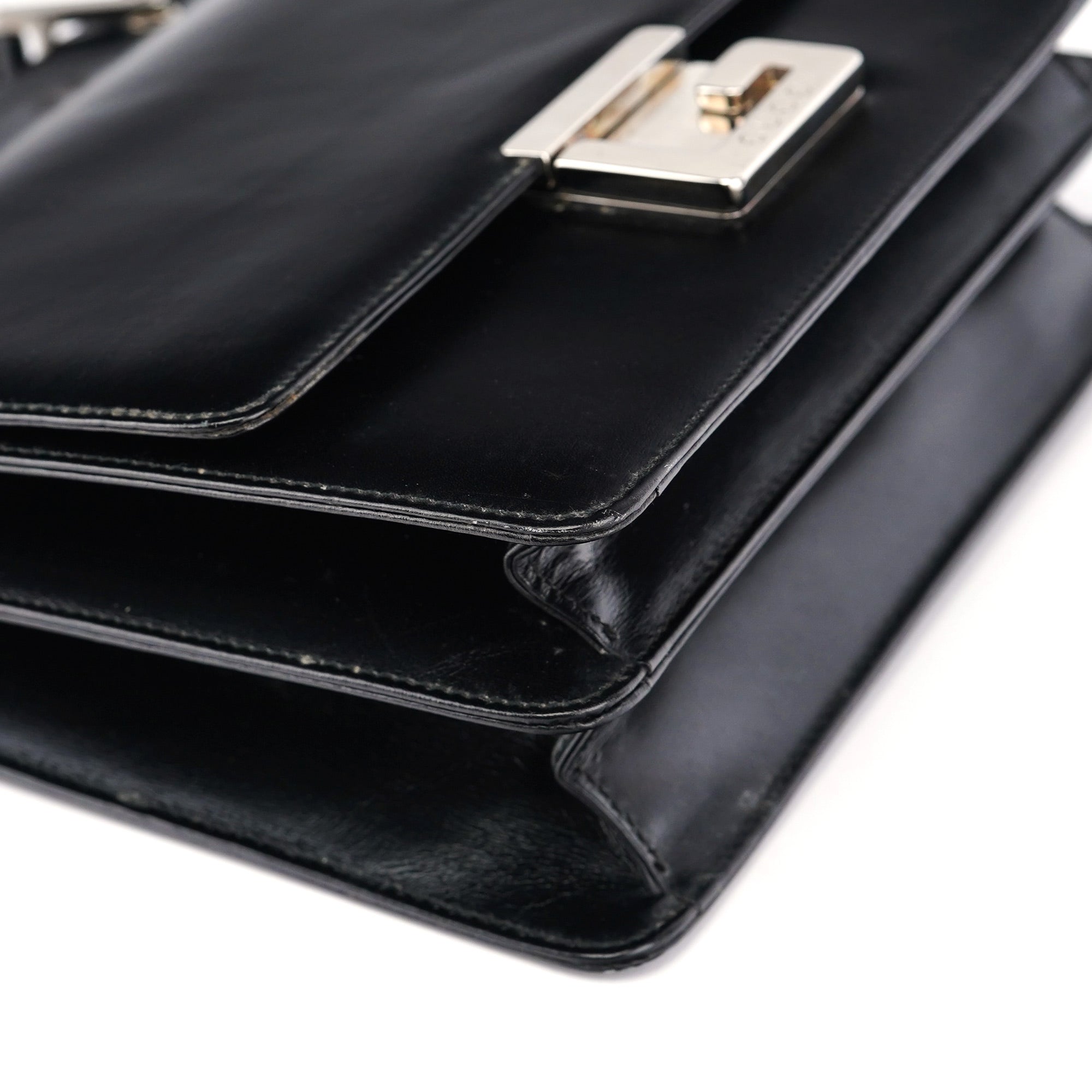 Black Calfskin Square G Shoulder Bag