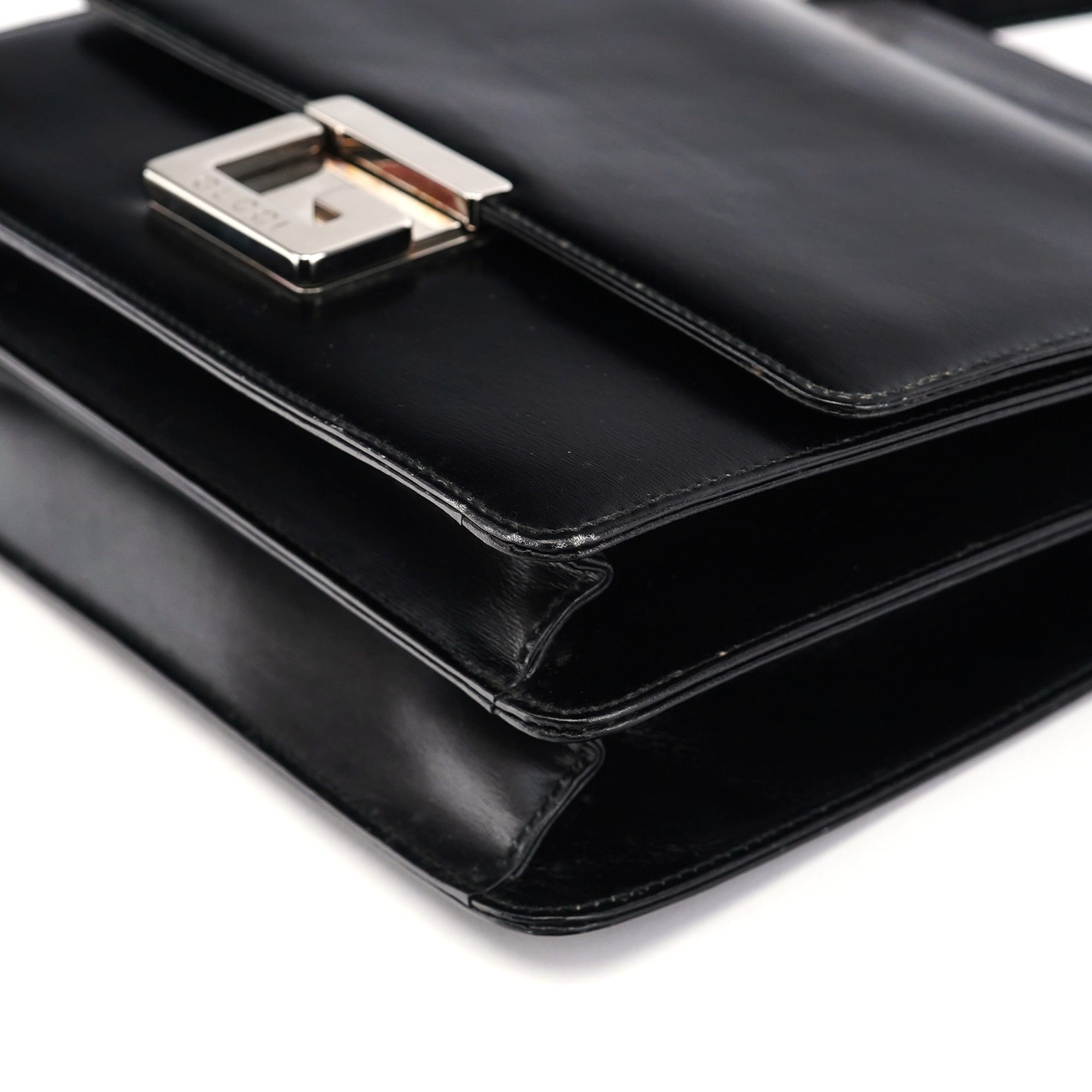 Black Calfskin Square G Shoulder Bag
