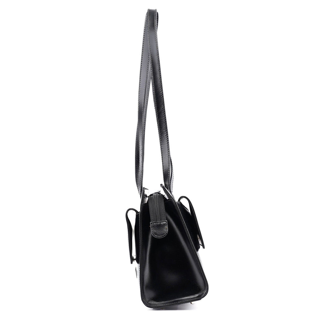 Black Calfskin Square G Tote Bag