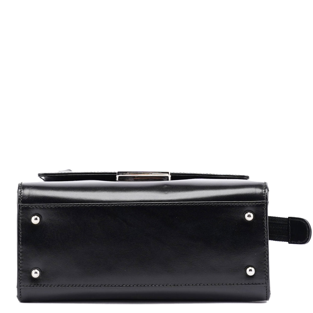 Black Calfskin Square G Tote Bag