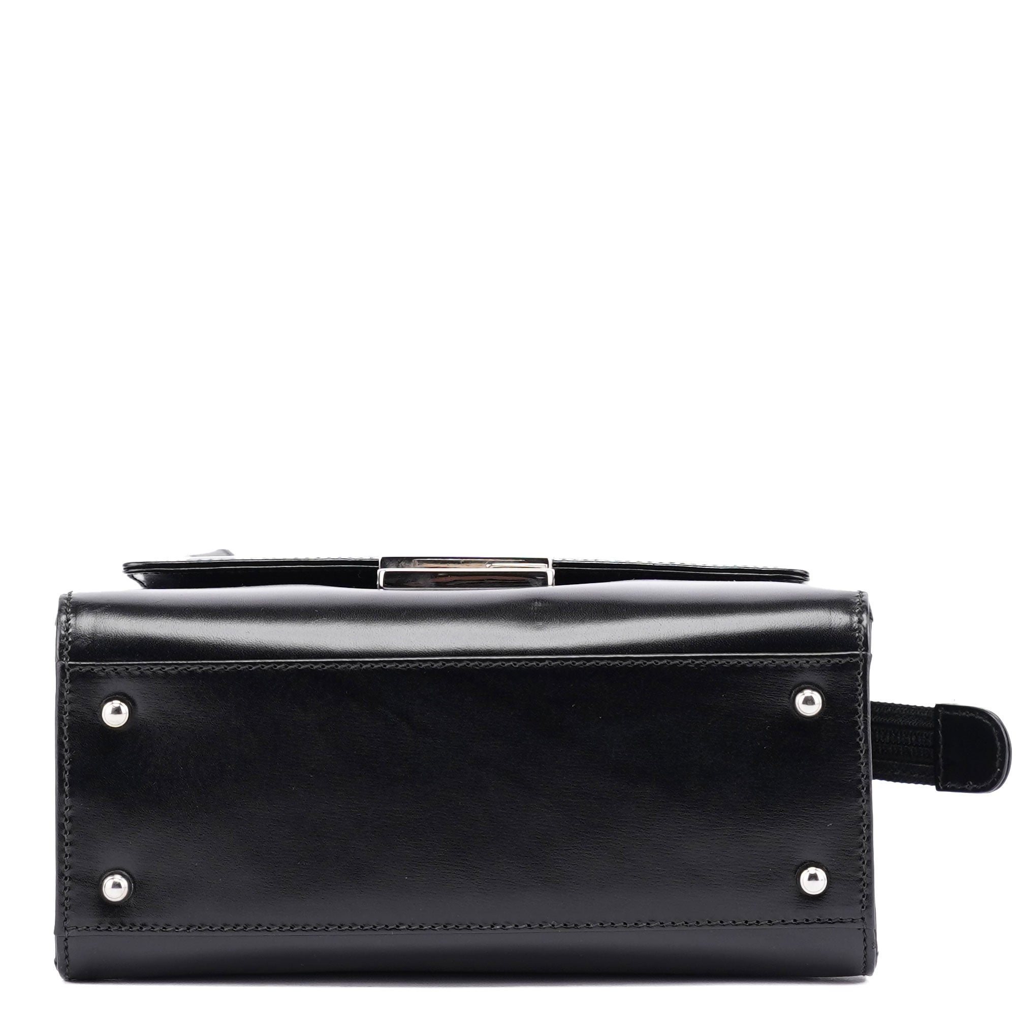 Black Calfskin Square G Tote Bag