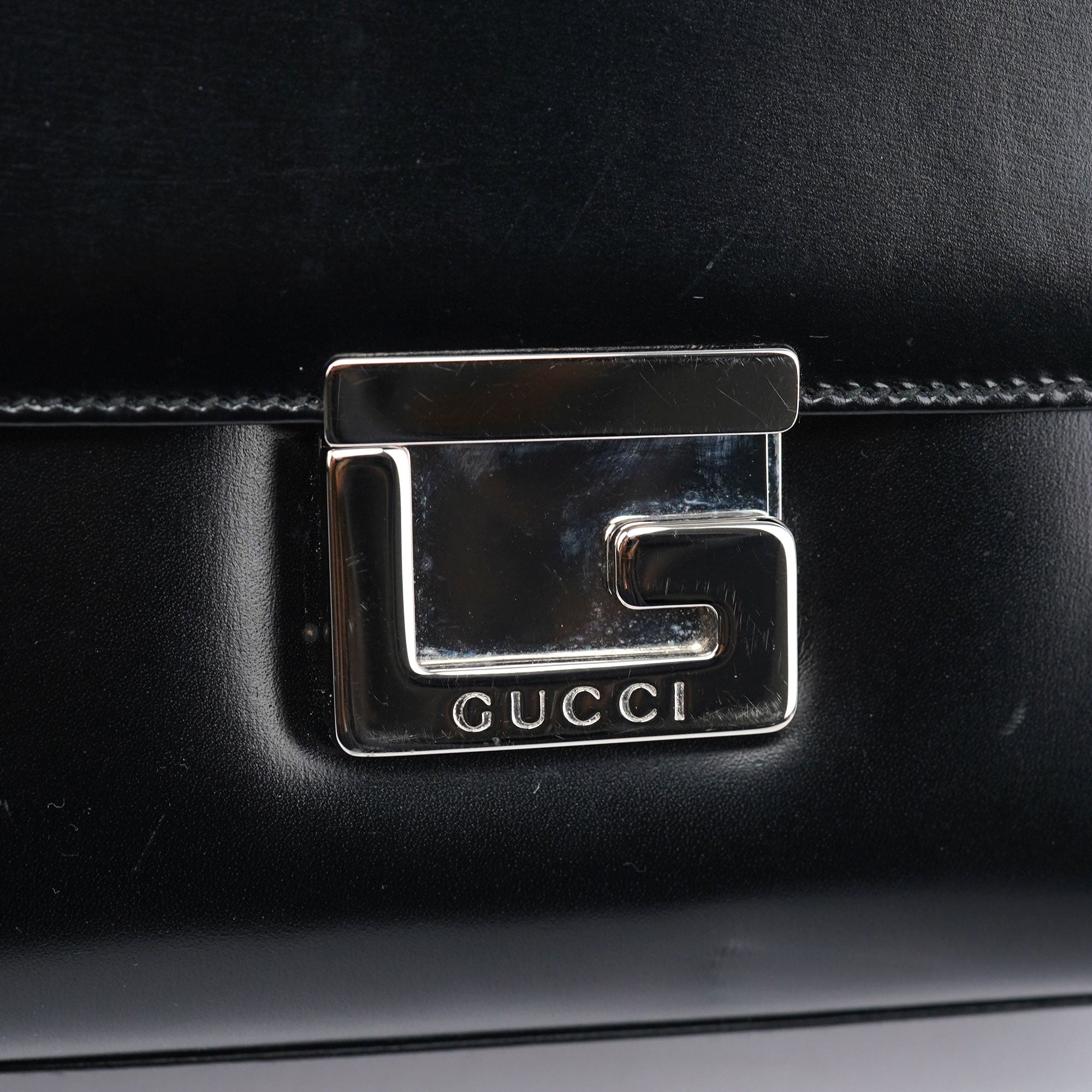 Black Calfskin Square G Tote Bag