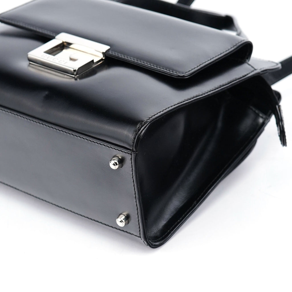 Black Calfskin Square G Tote Bag
