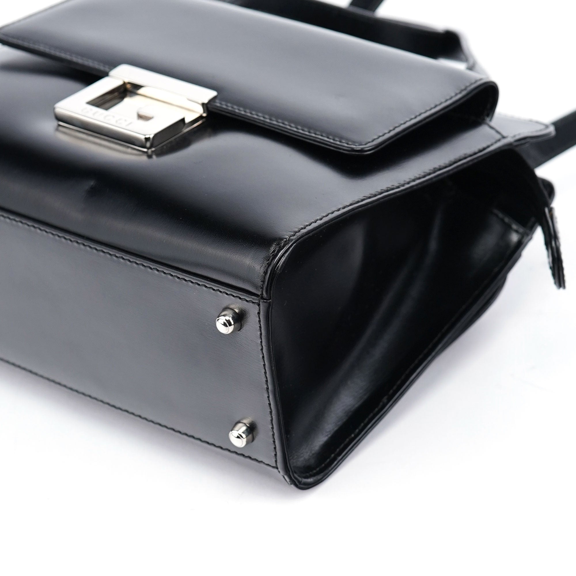 Black Calfskin Square G Tote Bag