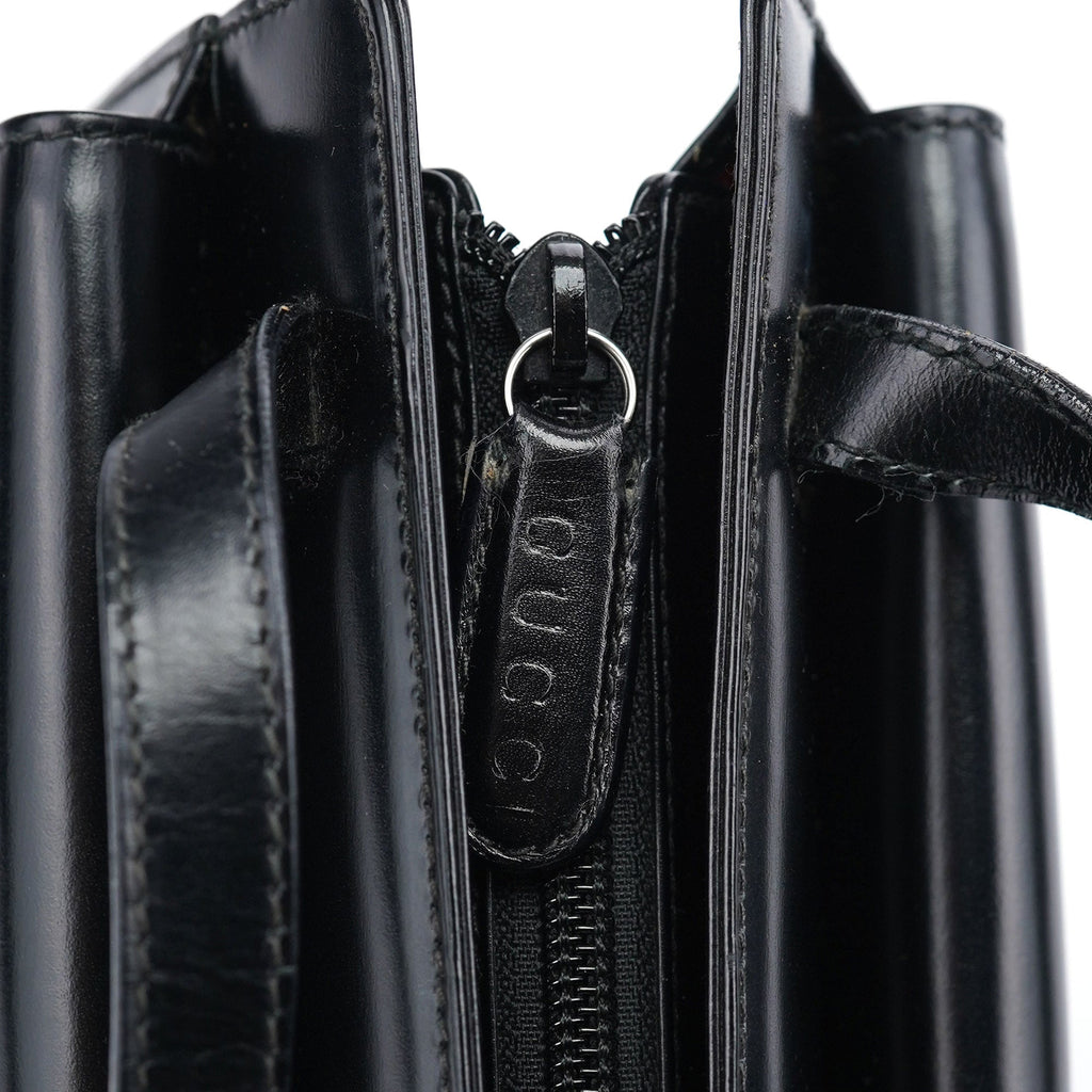 Black Calfskin Square G Tote Bag