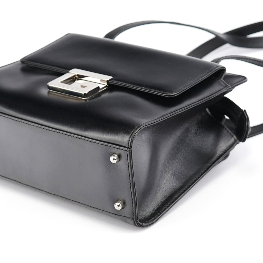 Black Calfskin Square G Tote Bag