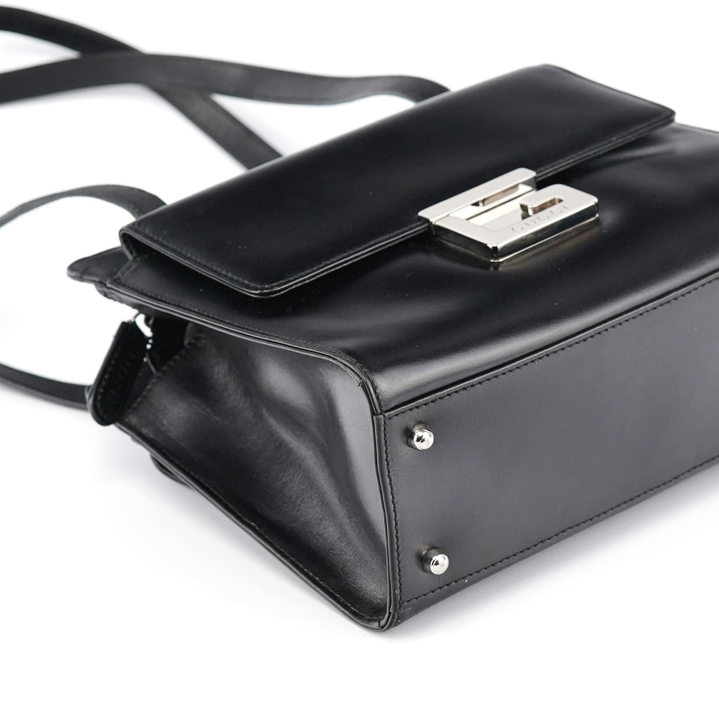 Black Calfskin Square G Tote Bag