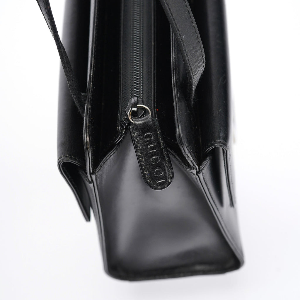 Black Calfskin Square G Tote Bag