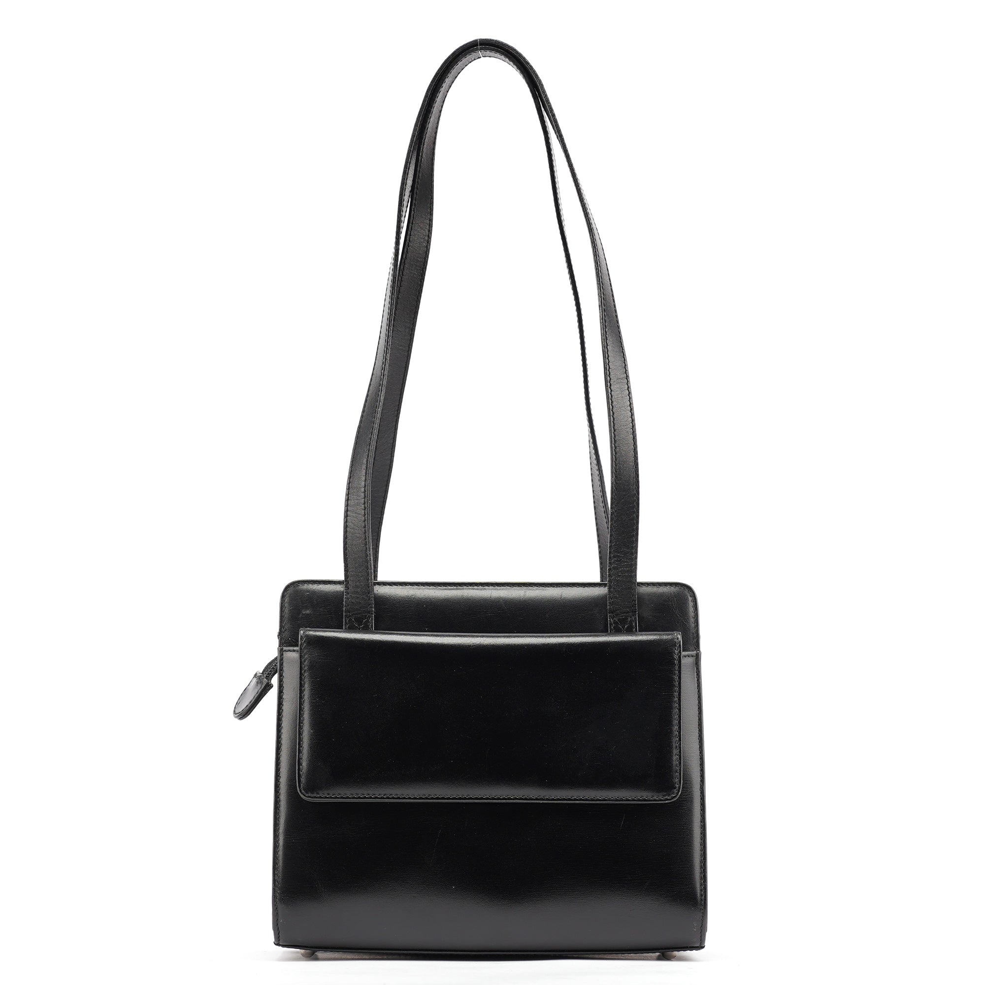 Black Calfskin Square G Tote Bag