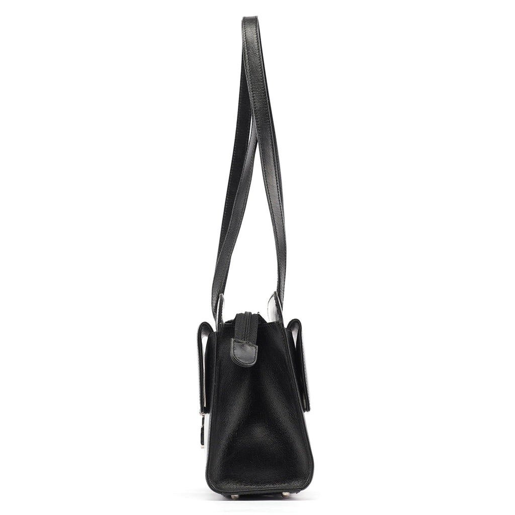 Black Calfskin Square G Tote Bag