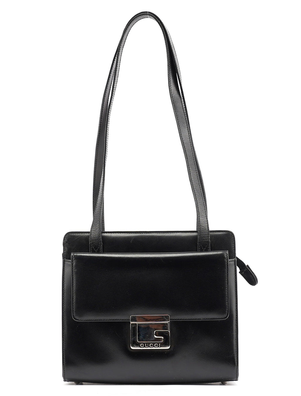 Black Calfskin Square G Tote Bag