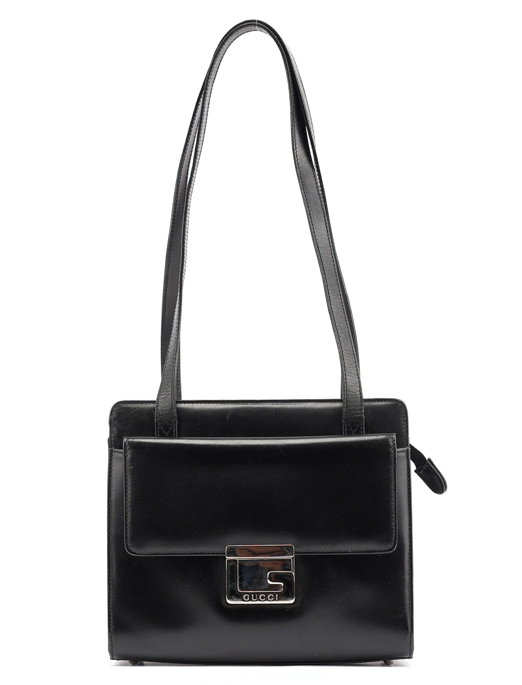 Black Calfskin Square G Tote Bag