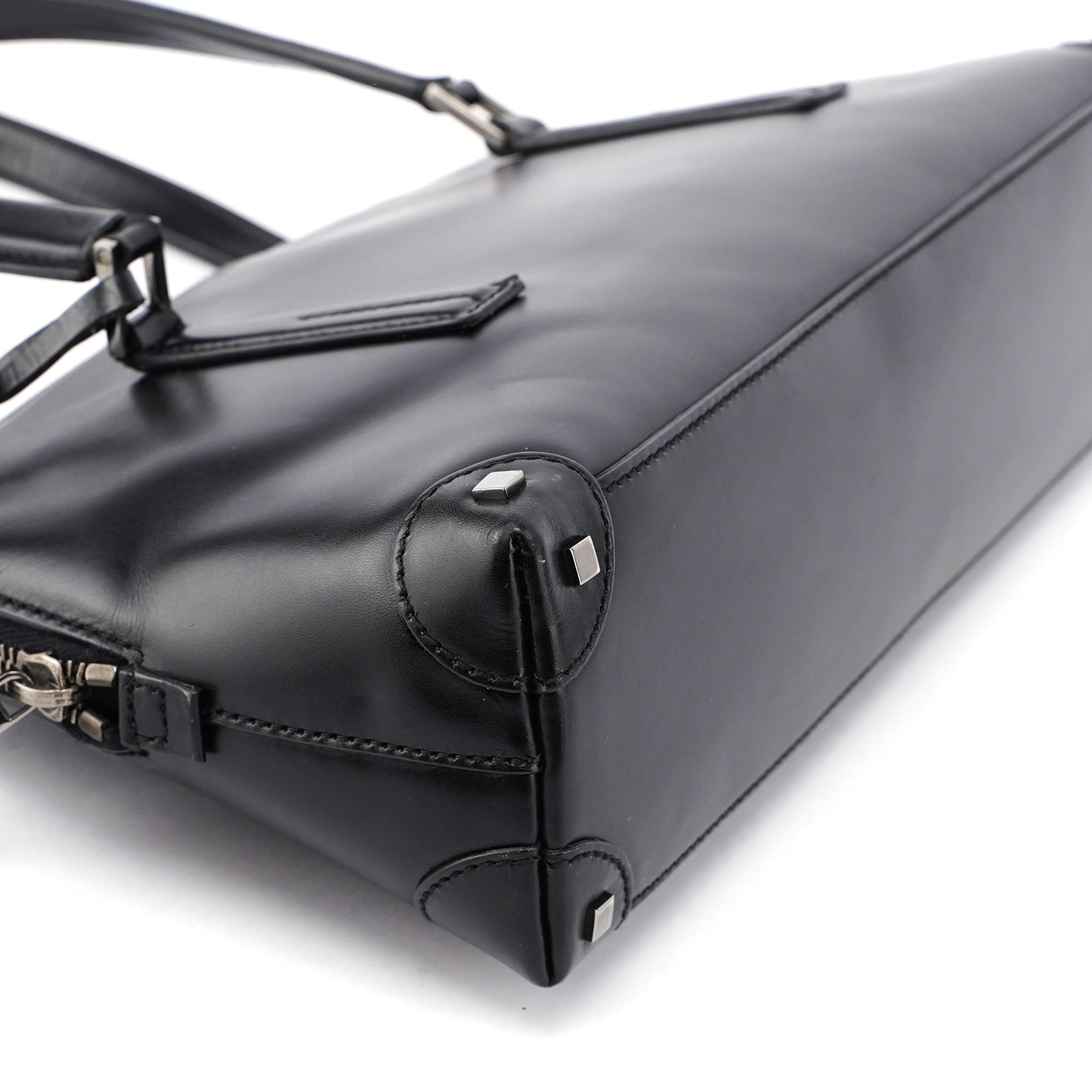 Black Calfskin Stud Tote Bag