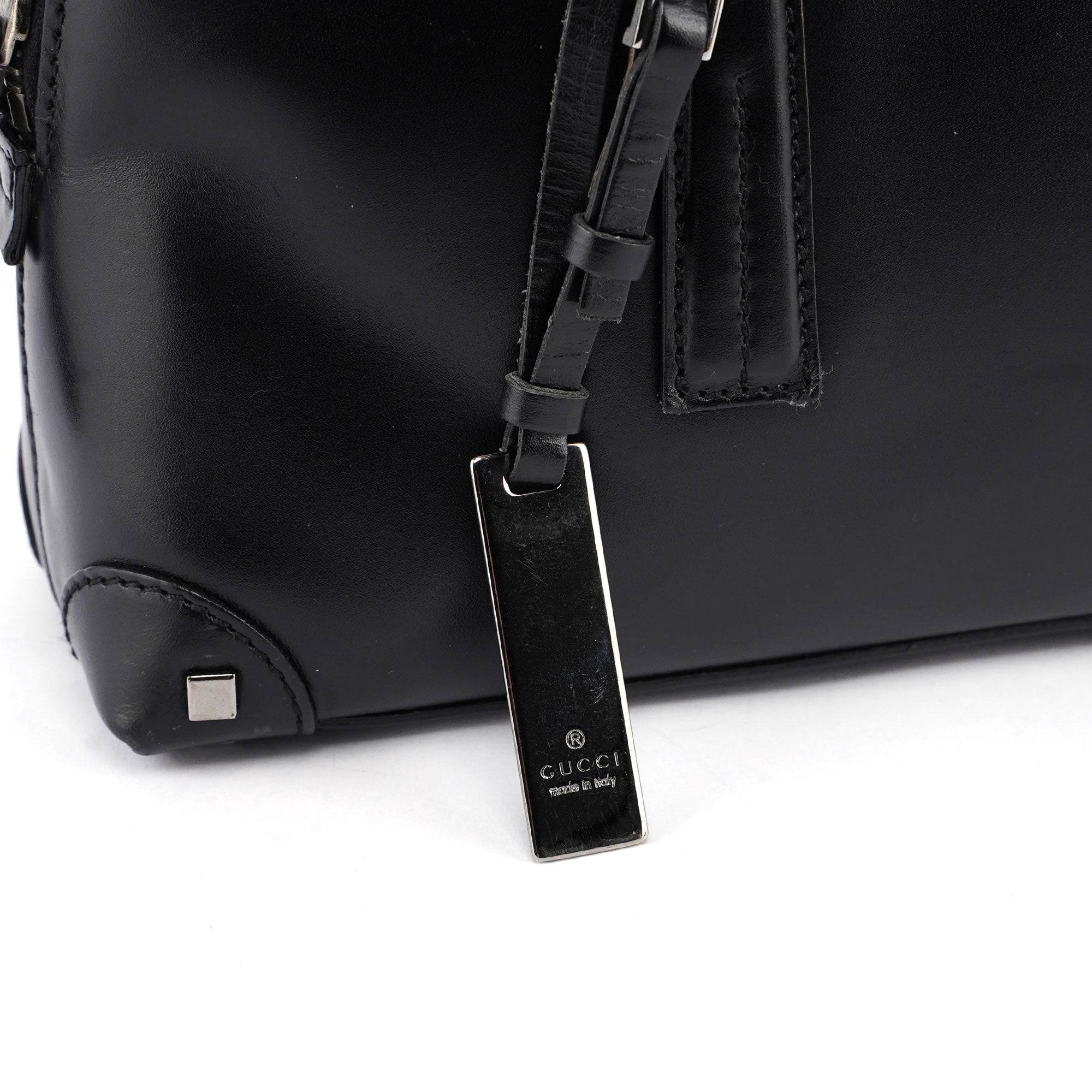 Black Calfskin Stud Tote Bag