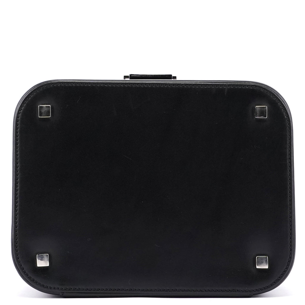 Black Calfskin Top Handle Bag