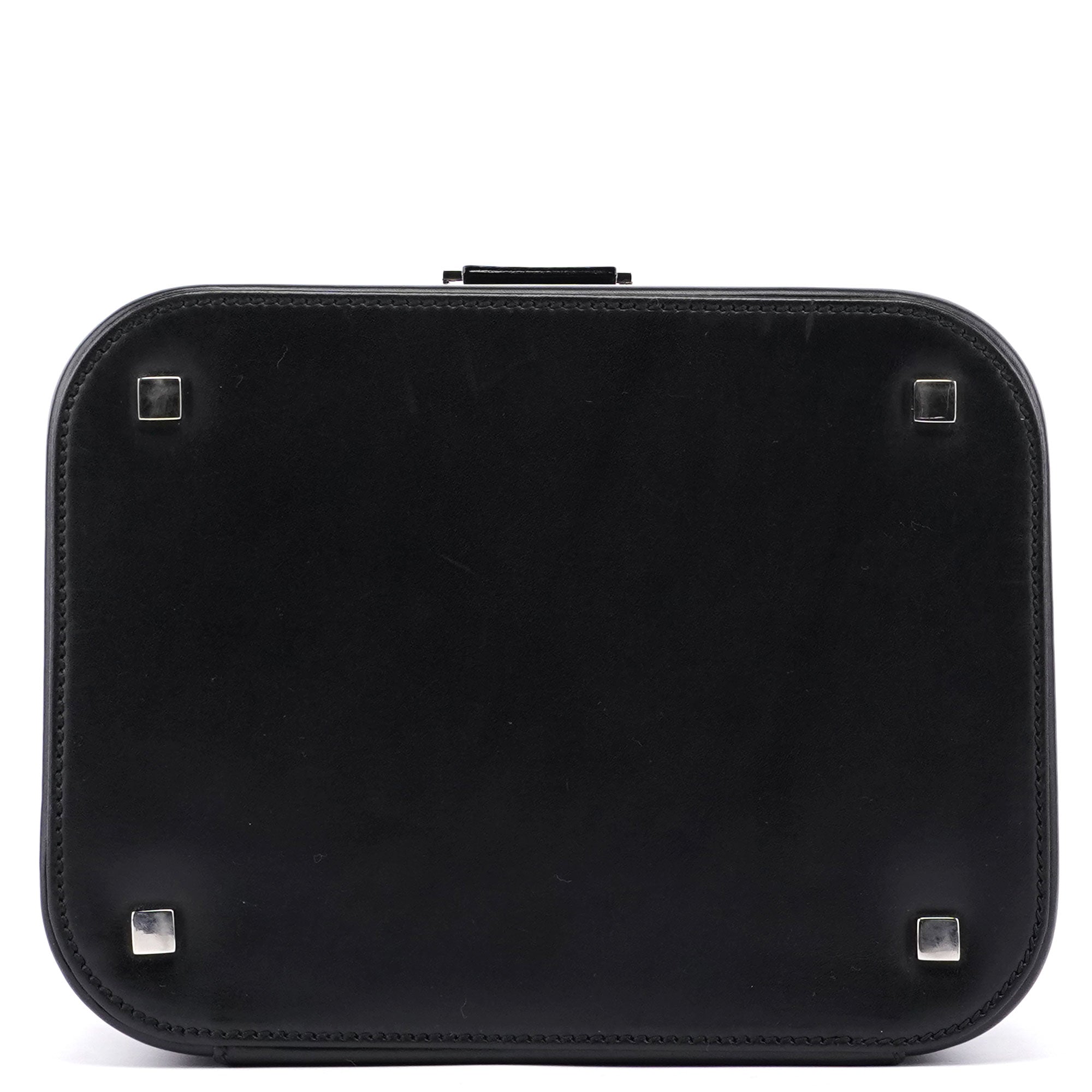 Black Calfskin Top Handle Bag