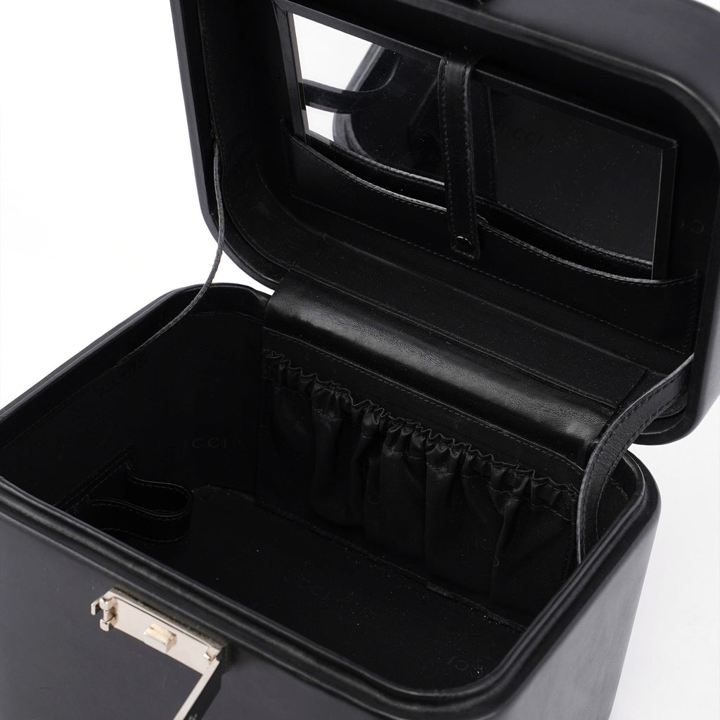 Black Calfskin Top Handle Bag