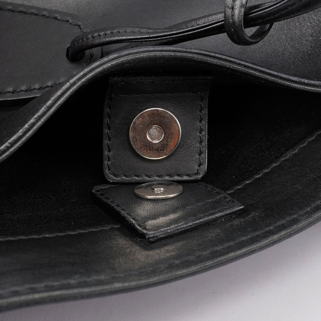 Black Calfskin Tote With Pouch