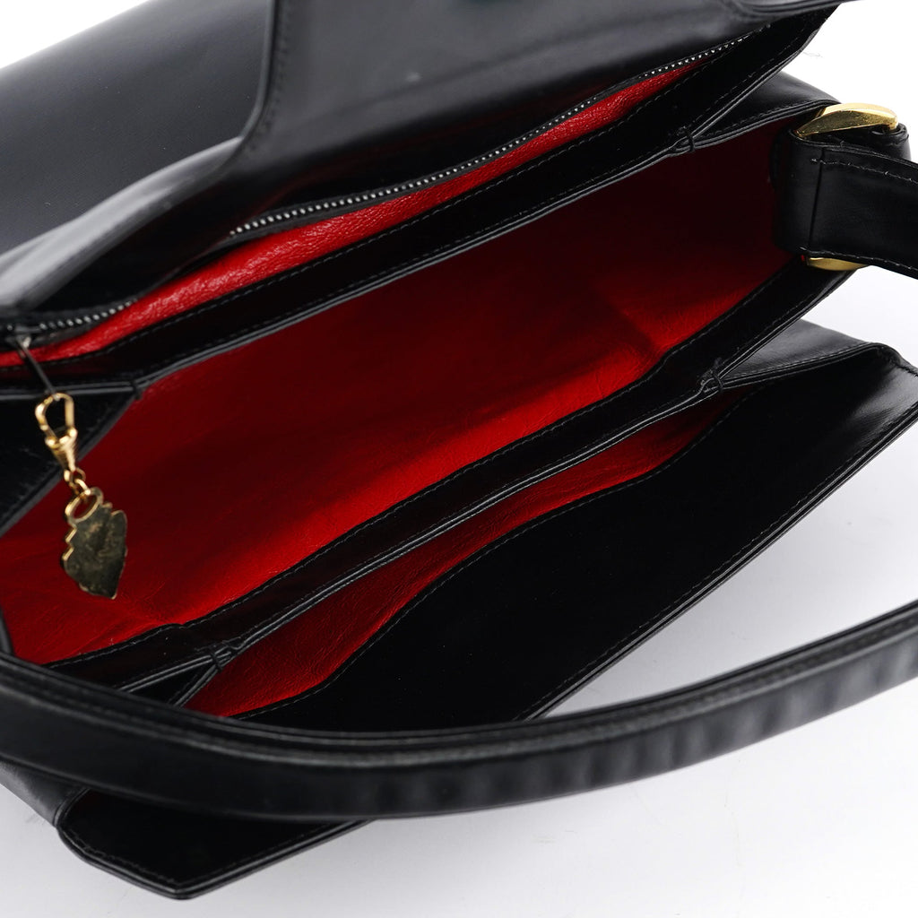Black Calfskin Turnlock G Shoulder Bag