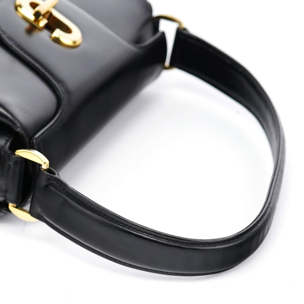 Black Calfskin Turnlock G Shoulder Bag
