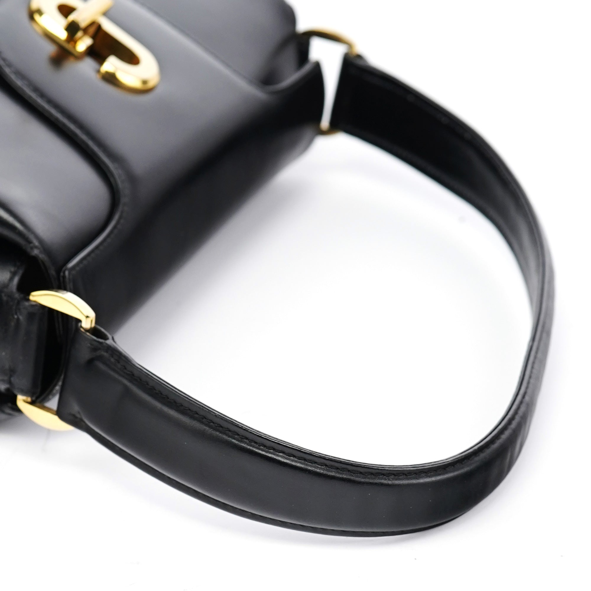 Black Calfskin Turnlock G Shoulder Bag