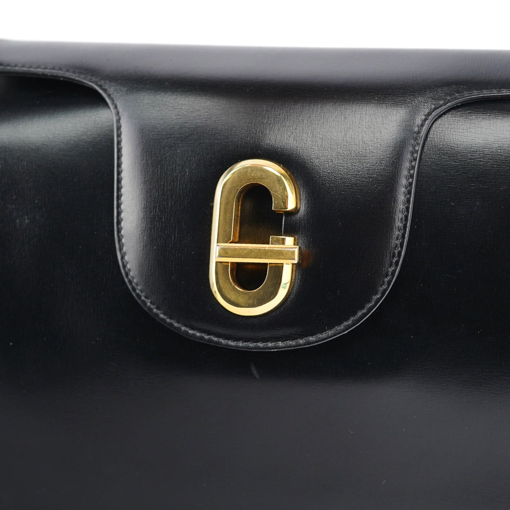 Black Calfskin Turnlock G Shoulder Bag