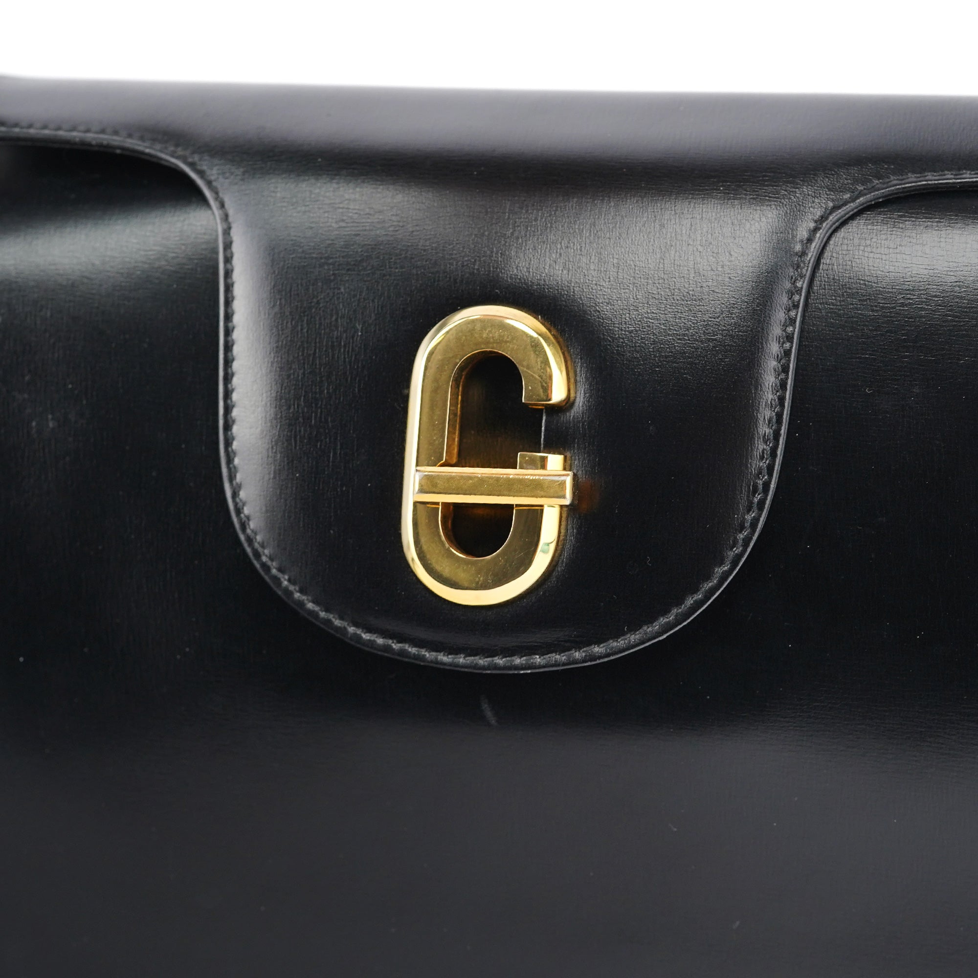 Black Calfskin Turnlock G Shoulder Bag