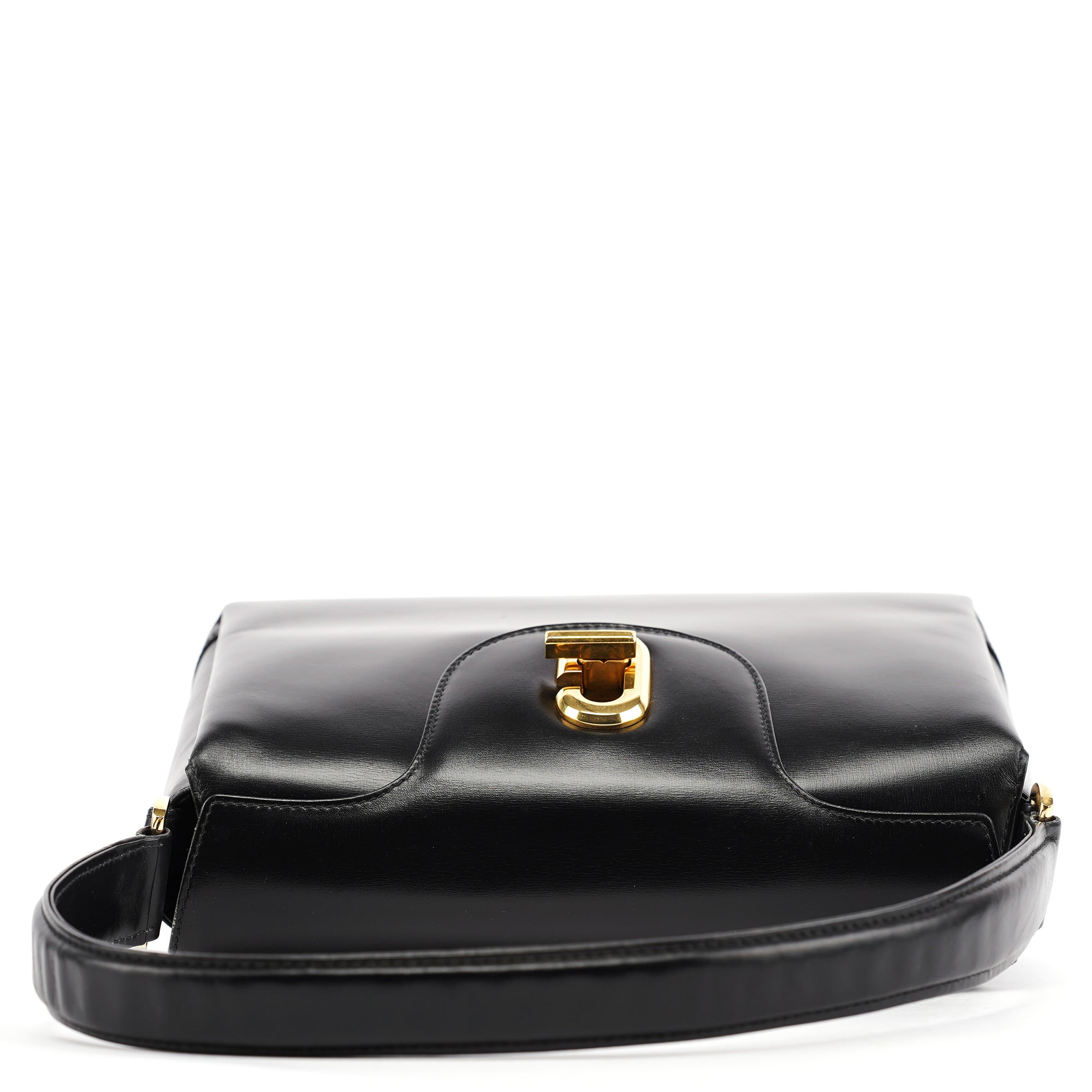 Black Calfskin Turnlock G Shoulder Bag