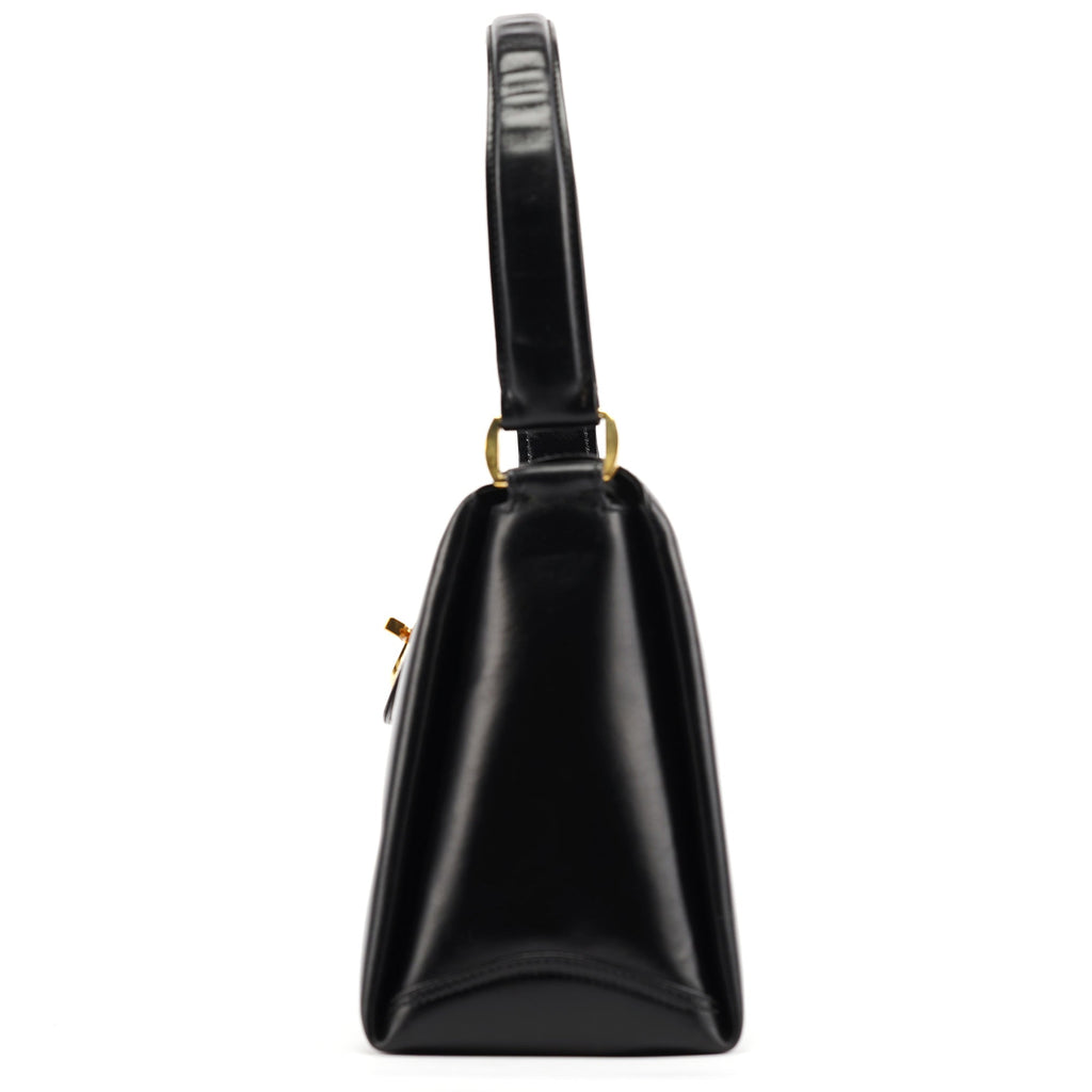 Black Calfskin Turnlock G Shoulder Bag