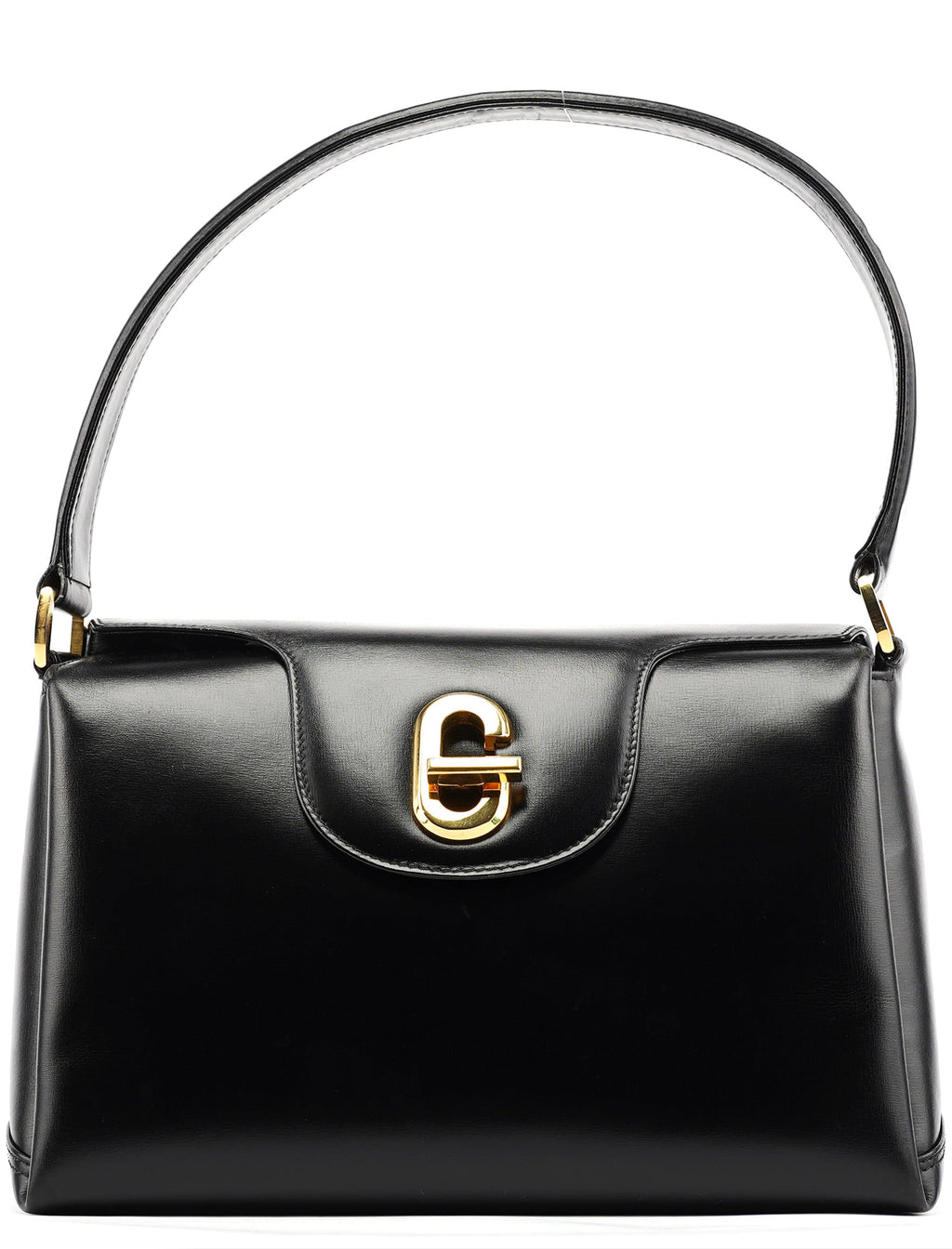 Black Calfskin Turnlock G Shoulder Bag
