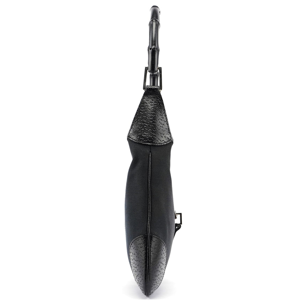 Black Canvas Bamboo Jackie Shoulder Bag