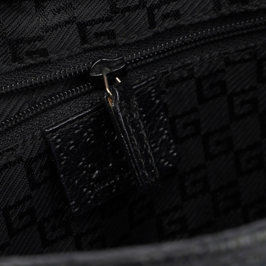 Black Canvas Bamboo Jackie Shoulder Bag