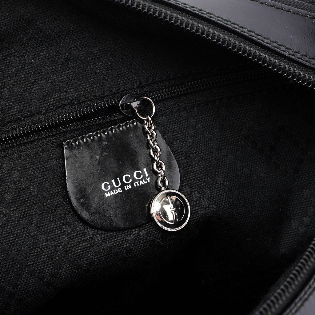 Black Canvas Bamboo Shoulder Bag