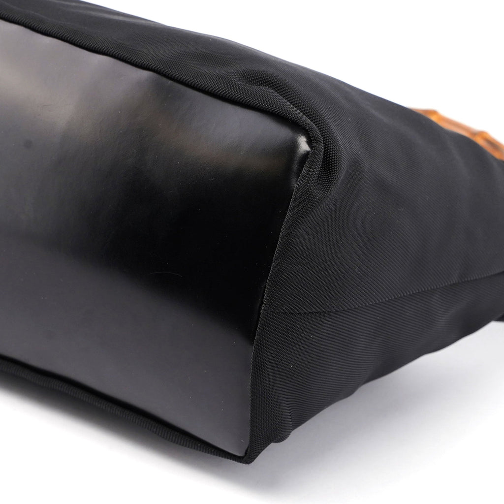 Black Canvas Bamboo Shoulder Bag