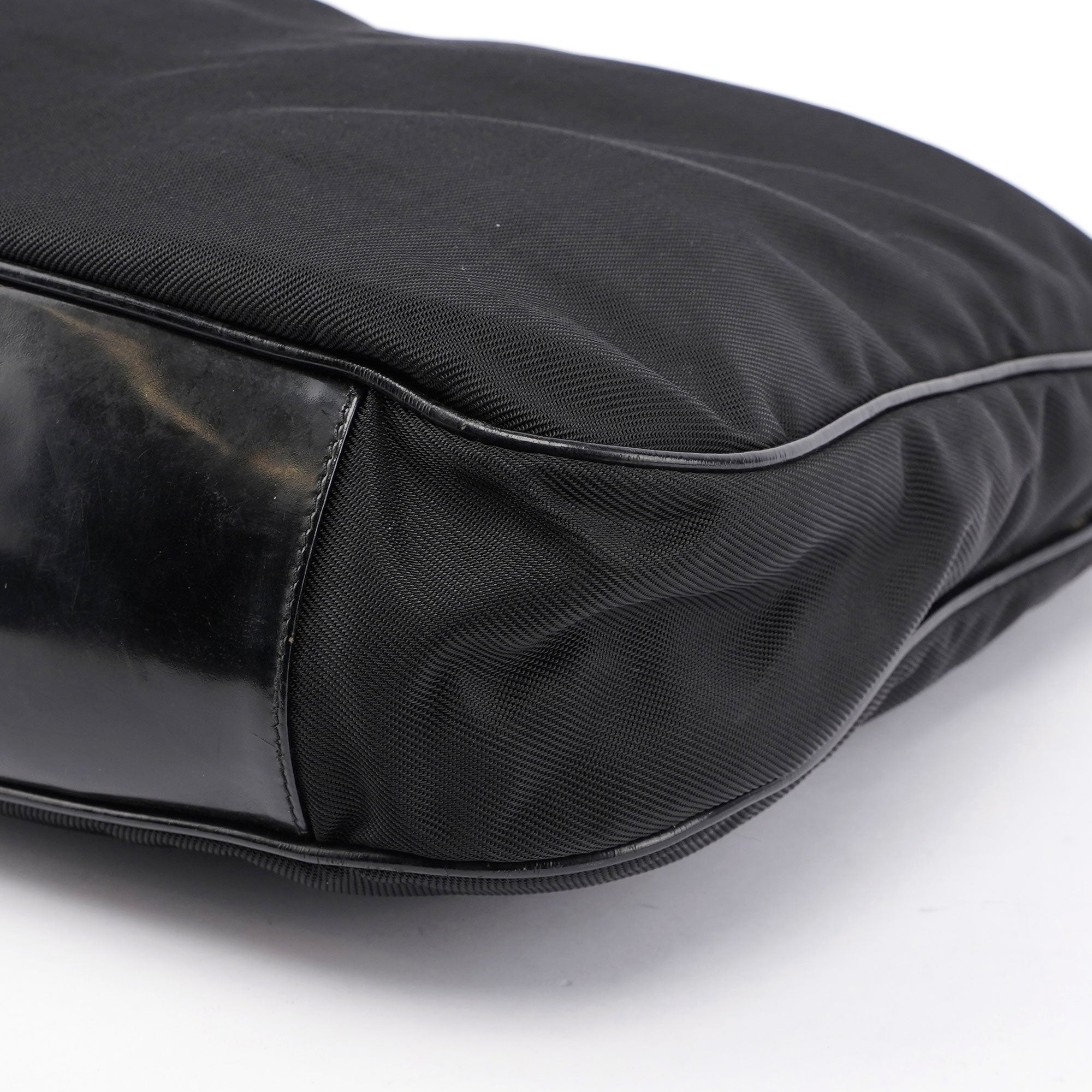 Black Canvas Bamboo Shoulder Bag