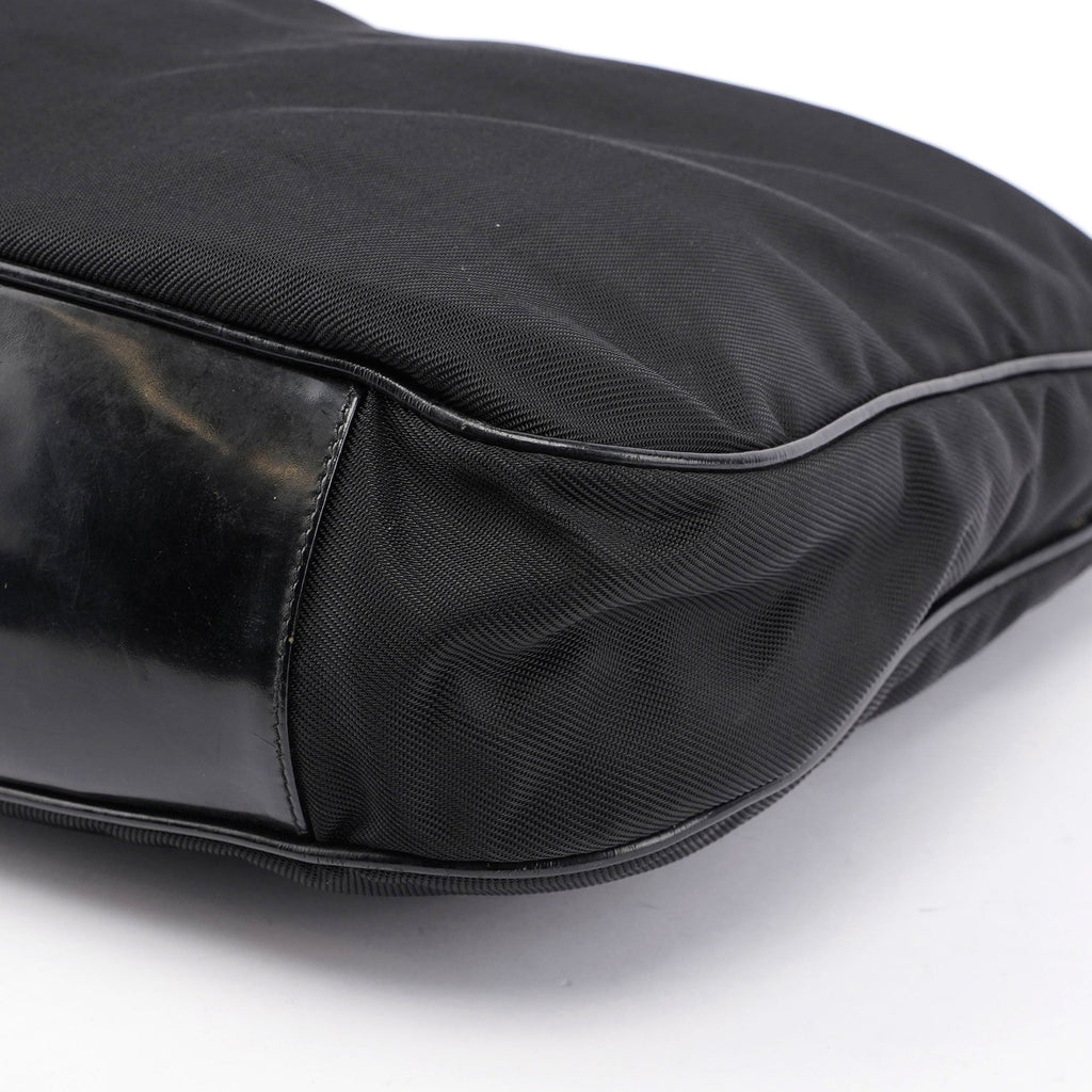 Black Canvas Bamboo Shoulder Bag
