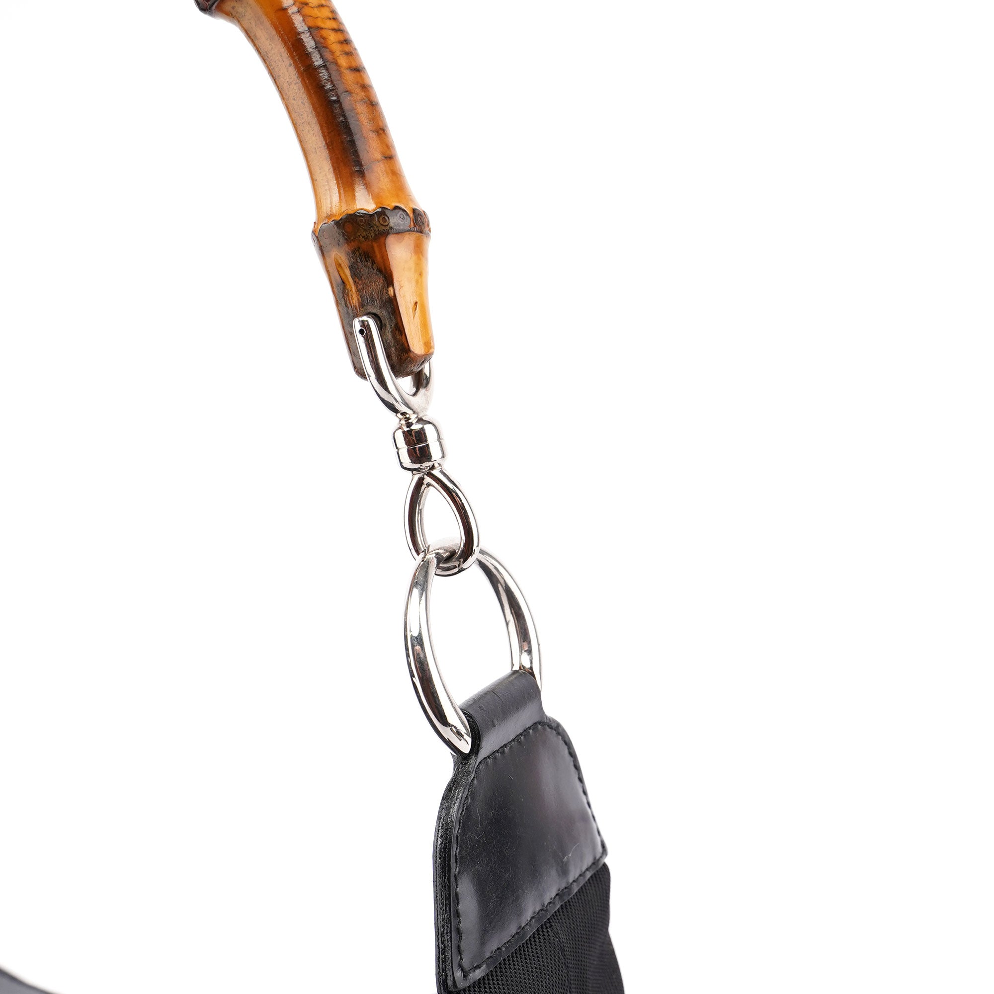 Black Canvas Bamboo Shoulder Bag