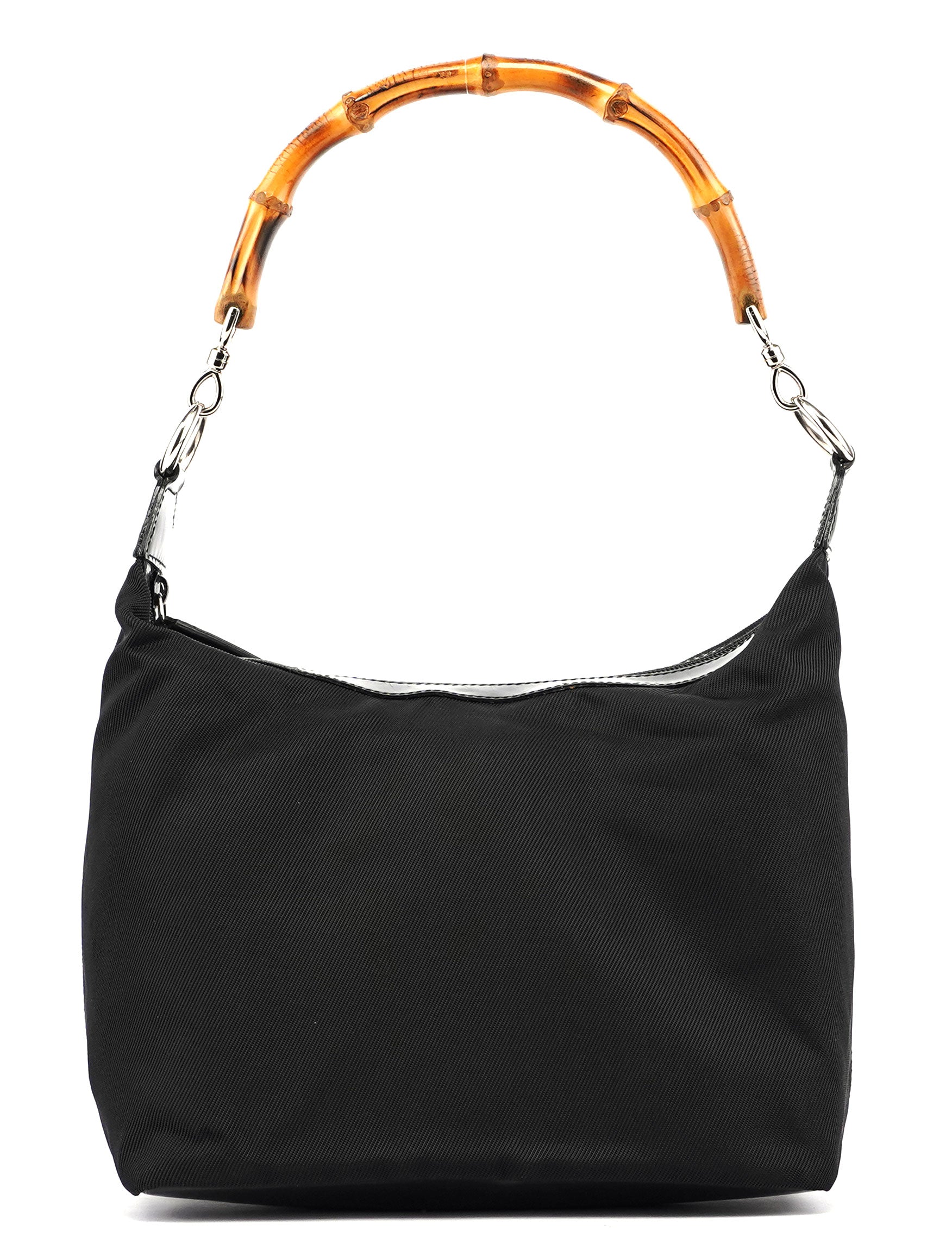 Black Canvas Bamboo Shoulder Bag
