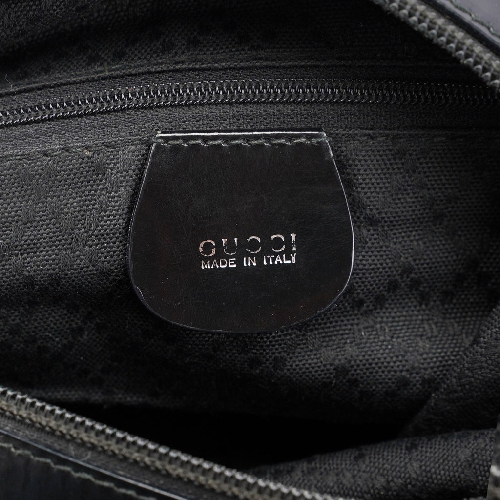 Black Canvas Bamboo Shoulder Bag